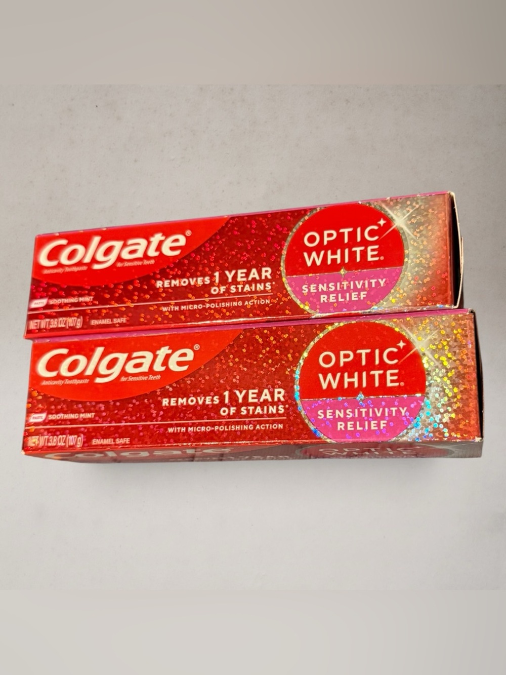 Colgate Optic White Sensitivity Relief Teeth Whitening Toothpaste (3.8 oz)Bundle